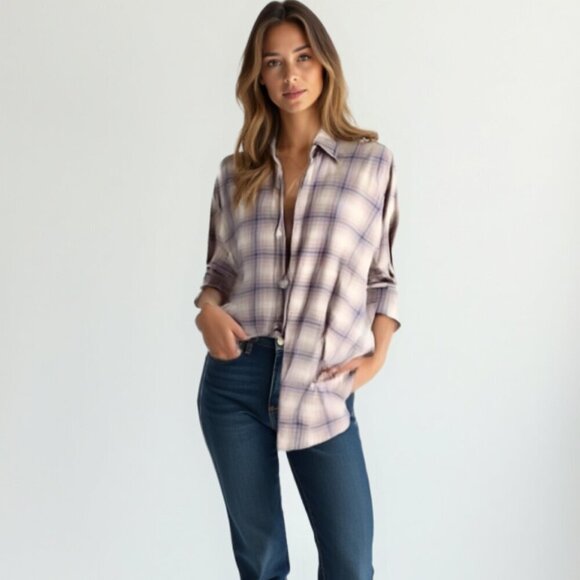 ❤️ AE flannel country sandblasted long sleeve shirt S - Picture 1 of 10